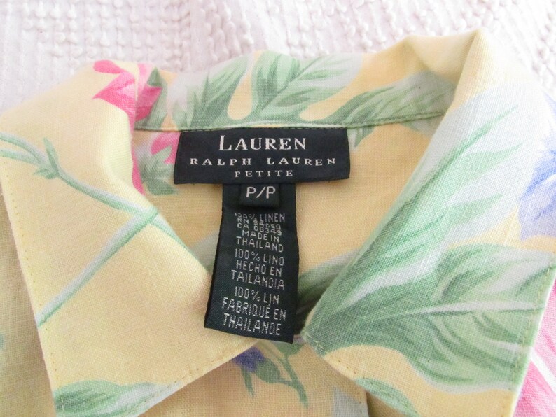 Pure linen button down size medium petite vacation shirt Linen garden party