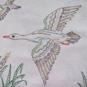 Vintage Duck embroidered table runner cute kitschy linen image 2