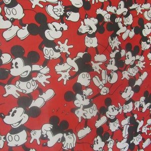 Vintage Bedsheet - red based mouse print