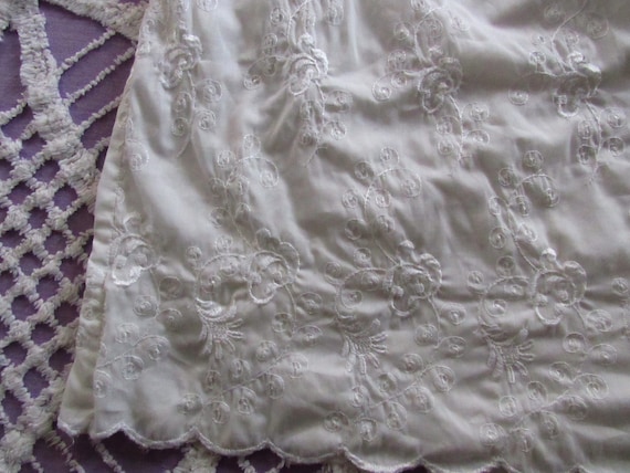 Lady Lynne White on White Embroidered Half Slip /… - image 1