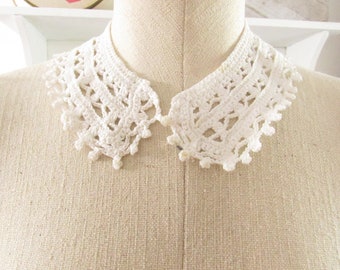 Vintage Lace Collar - Pure White Crocheted Lace Collar