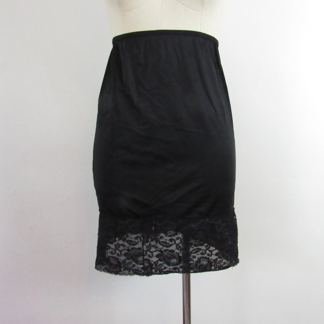 Vintage Black Lace Half Slip Small. Waist 22 Etsy