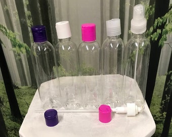 Set of 2 Plastic Bottles, 8 Ounce Plastic Bottles, Clear Plastic Bottles, Lotion Bottles, Shampoo Bottles