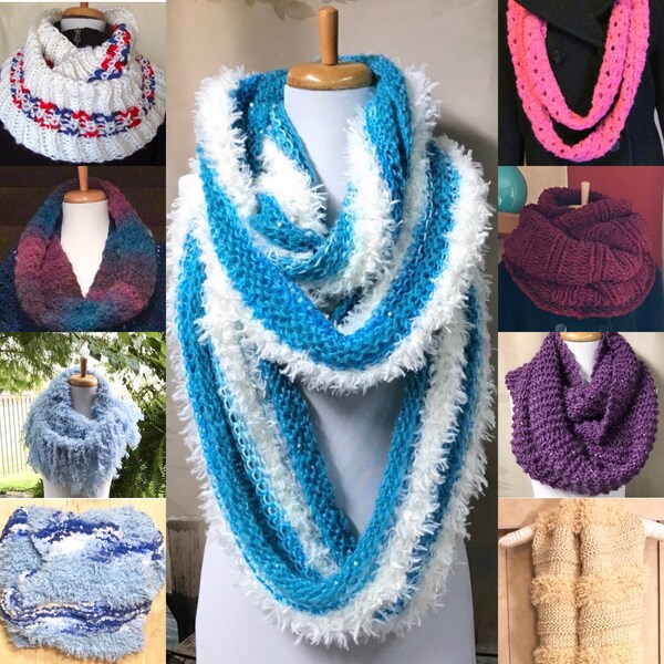 Ladies Scarves, Colorful Scarves, Red/White/Blue Scarf, Aqua Scarf, Pink Circle Scarf, Blue Scarf, Purple Sparkle Scarf, Beige Scarf