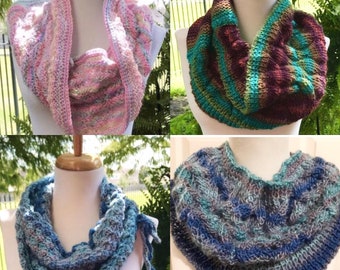 Circle Scarves, Ladies Colorwork Gator, Maroon Gator, Aqua Circle Scarf, Pink Knit Circle Scarf, Ladies Gift, Pink Ladies Gator