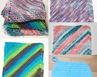 Knit Wash Cloths, Knit Dish Cloths, Bath Cloth, Dish Cloth, Kitchen Dish Cloth, Kitchen Gift Basket Item, Scrubby Dish Cloth, Scrubbie