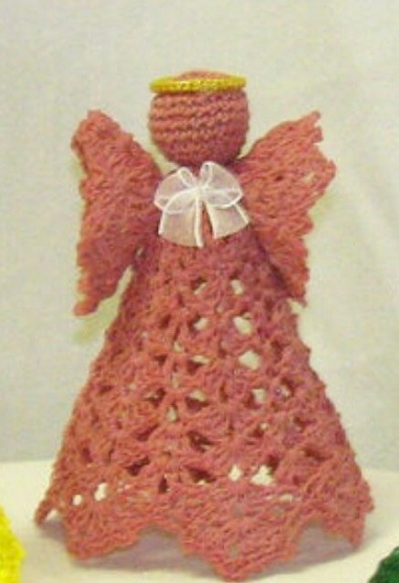 Christmas Angels, Crocheted Birthday Angels, Baptismal Angel, Shelf Angel, Colored Crocheted Shelf Angels, Yellow Angel, Rose Angel, Angels Pink