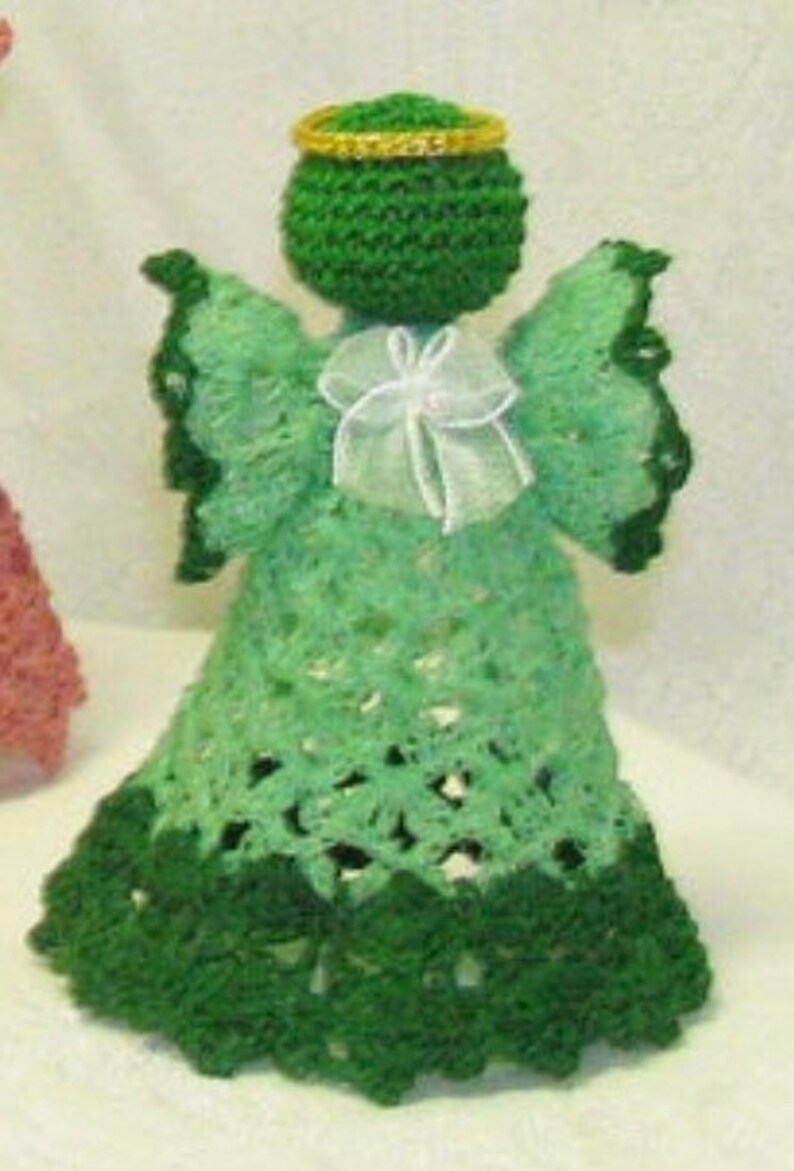 Christmas Angels, Crocheted Birthday Angels, Baptismal Angel, Shelf Angel, Colored Crocheted Shelf Angels, Yellow Angel, Rose Angel, Angels Green