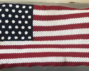 USA Afghan, American Afghan, Patriotic Afghan, Patriots Afghan, Ref White & Blue