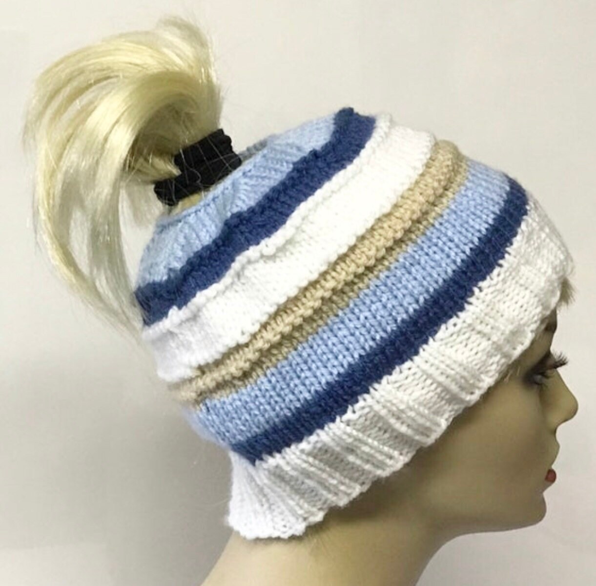 Ladies Messy Bun Hat Ponytail Hat Striped Bun Hat Striped - Etsy