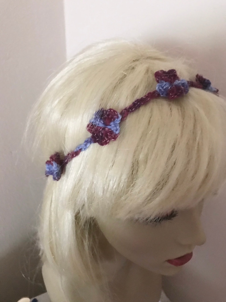 Ladies Flower Hairband, String Hairband, Variegated Headband, Hand