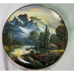 Franklin Mint Mountain Retreat Ret Hitt 1992 Limited Edition bord #11941 rustiek