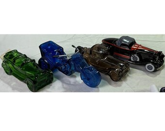 Avon Vintage glazen voertuigfles Veel van 4 auto's motorfiets karaffen leeg
