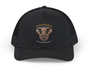 Elephant Hat Snapback Trucker Cap - Motivational Animal Hat, Inspirational Headwear, Adjustable Baseball Cap, Unisex Outdoor Cap,