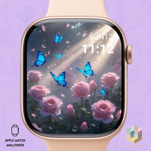 Butterfly & Botanical Apple Watch Wallpaper – Aesthetic Watch Face Background – Digital Download for Apple Watch Face