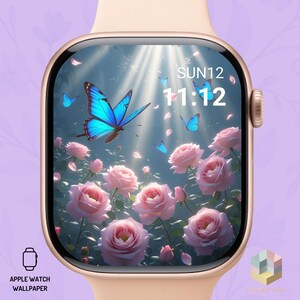 Butterfly & Botanical Apple Watch Wallpaper – Aesthetic Watch Face Background – Digital Download for Apple Watch Face