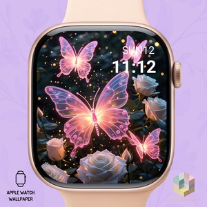 Butterfly & Botanical Apple Watch Wallpaper – Aesthetic Watch Face Background – Digital Download for Apple Watch Face