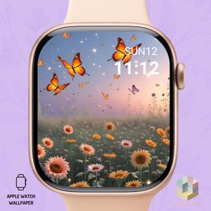 Butterfly & Botanical Apple Watch Wallpaper – Aesthetic Watch Face Background – Digital Download for Apple Watch Face