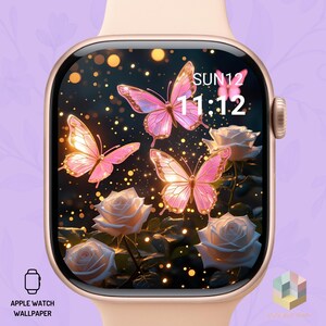 Butterfly & Botanical Apple Watch Wallpaper – Aesthetic Watch Face Background – Digital Download for Apple Watch Face
