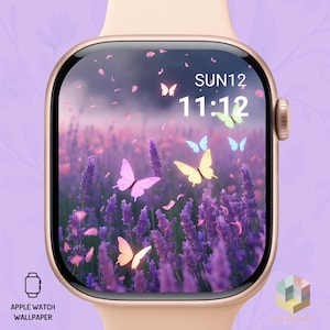 Butterfly & Botanical Apple Watch Wallpaper – Aesthetic Watch Face Background – Digital Download for Apple Watch Face