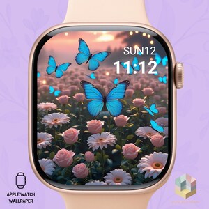 Butterfly & Botanical Apple Watch Wallpaper – Aesthetic Watch Face Background – Digital Download for Apple Watch Face