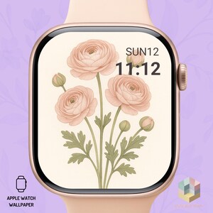 Pink Floral Apple Watch Wallpaper – Aesthetic Watch Face Background – Digital Download for Apple Watch Face