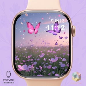 Butterfly & Botanical Apple Watch Wallpaper – Aesthetic Watch Face Background – Digital Download for Apple Watch Face