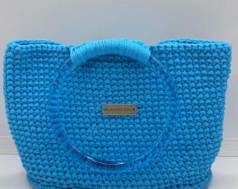 The Celeste — Structured Minimalist Crochet Handbag with Floral Detail