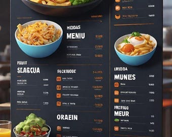 Diseño de menús de restaurantes, menús de cafeterías y comida para llevar, menú digital de comida en el Reino Unido