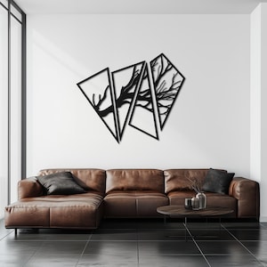 World Map Metal Wall Art – Geometric Compass Design – Black Metal Wall Decor for Living Rooms, Offices, and Modern Homes