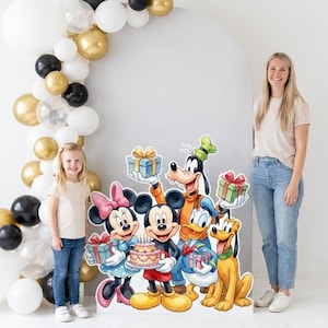 Musse Pigg vängrupp utklippsbild Minnie födelsedag utklippsbild, trädgårdsskylt gräsmatta dekoration, mittpunkt bakgrund bild 1
