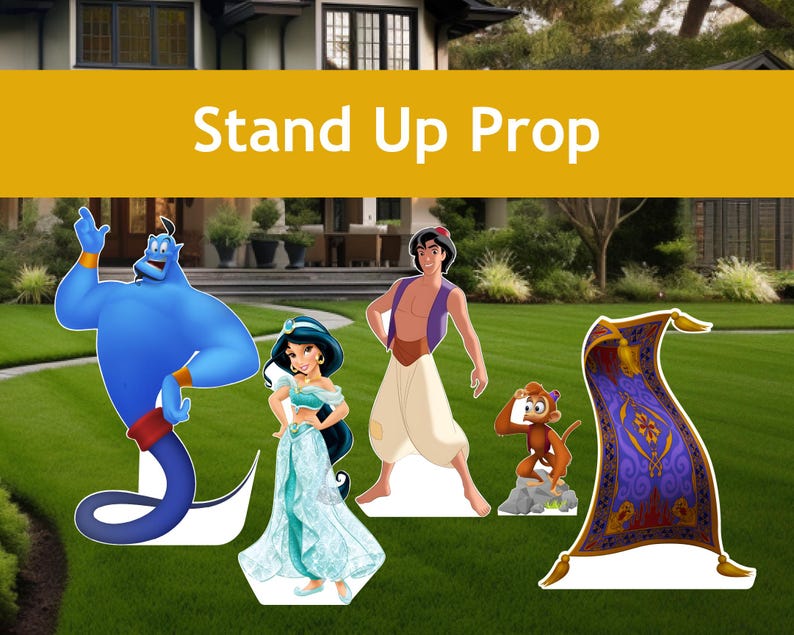 Aladdin Jasmine Genie Cutouts, Yard Art, Birthday Decor, Outdoor Sign ...