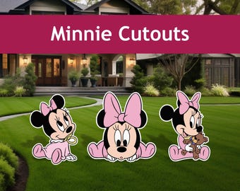 Recortes de fiesta de Minnie bebé, decoración impermeable para césped