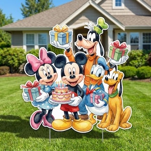 Musse Pigg vängrupp utklippsbild Minnie födelsedag utklippsbild, trädgårdsskylt gräsmatta dekoration, mittpunkt bakgrund bild 2