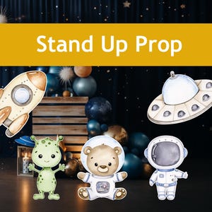 Joli bébé astronaute grandes découpes, décoration aquarelle sur le thème de l'astrologie, accessoire de stand up, décoration d'événement, fête, baby shower, toile de fond, thème de l'espace