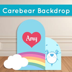 Blue Care Bear Backdrop: Birthday Party Arch, Weatherproof Coroplast