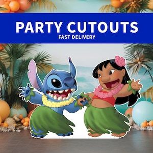 Grandes découpes Lilo et Stitch, Luau, décoration de fête sur le thème de la plage hawaïenne, Aloha, décoration de fête, anniversaire, accessoire de stand up, enseigne de pelouse, oeuvre d'art dans le jardin