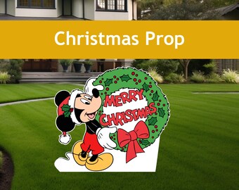 Jul Mickey Mouse gräsmatta skylt, juldekoration