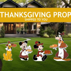 Mickey Mouse and Minnie Mouse Thanksgiving Big Cutout, Mickey and Friends Set, lawn signs, yard sign, centerpieces, Yard card, Stand up prop