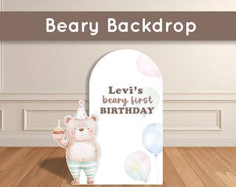 Tło łukowe na pierwsze urodziny Beary'ego, Miś pluszowy, Baby Shower, Coroplast