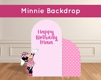 Minnie Mouse Birthday Backdrop: Pink Polka Dot Party Decor