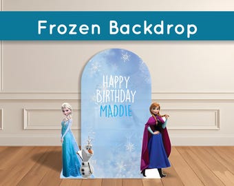 Frozen Themed Birthday Backdrop: Elsa, Anna, Olaf Cutouts, Physical Backdrop, Coroplast Board