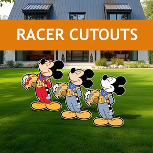 Découpe Mickey Roadster Racer, Racing Party Mickey, Mickey Racer vintage, toile de fond, centres de table, enseigne de pelouse, carte de jardin, enseigne de jardin, anniversaire