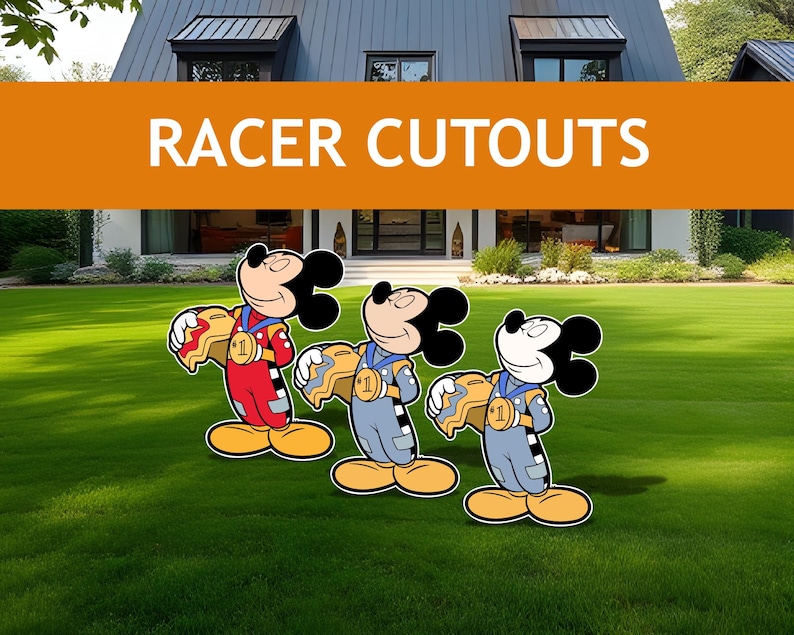 Mickey Mouse Numbers Racers Mickey Roadster Racer Cutout, Racing Party Mickey ,vintage Mickey Racer ...