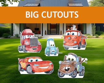 Cars Cutout Decorations, Cars Cutouts, Racecar Party, Centerpieces, Standee, Birthday Party Prop, Yard Sign Lawn Sign, Cars movie, Lightning