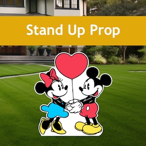 Mickey et Minnie Mouse classique, amour, grandes découpes, décoration extérieure, enseigne de pelouse, décoration de fête, oeuvre d'art dans le jardin, accessoire pour stand up, carte de jardin