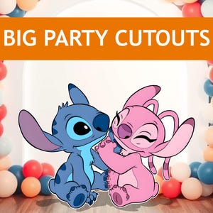 Stitch and Angel Big Cutouts, Lilo and Stitch Decor, Party Decoration Theme Baby shower, Birthday Party Stand Up Prop, Lawn Sign, Yard Art