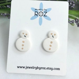 Tiny Snowmen Stud Earrings Made with Polymer Clay and Sterling Silver Posts PCE-275