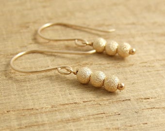 Earrings with 14 K Gold Filled Stardust Beads Wire Wrapped with Gold Filled Wire GHE-23