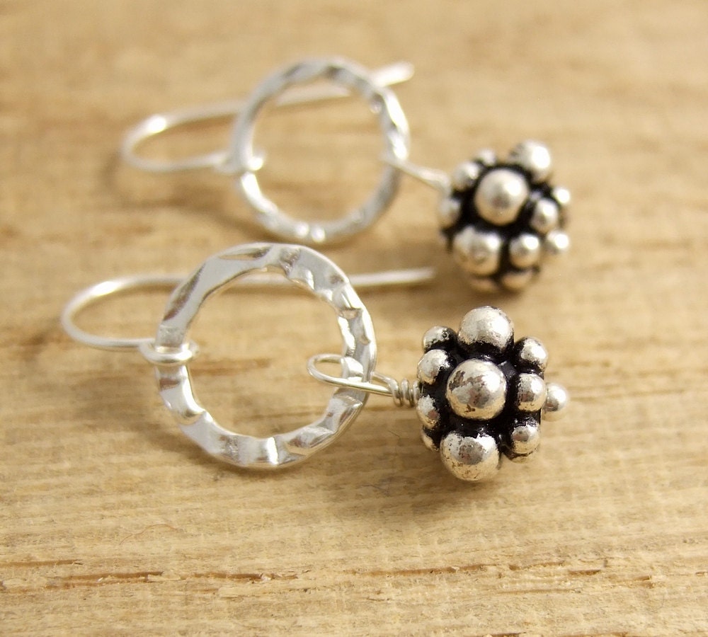 Earrings with Sterling Silver Bali Beads and Textured Loops Etsy